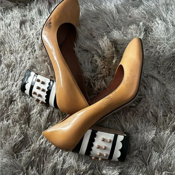Red valentino runway dress shoes studded heels polka dot 3d ball baby doll pumps