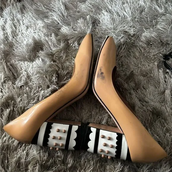 Red valentino runway dress shoes studded heels polka dot 3d ball baby doll pumps
