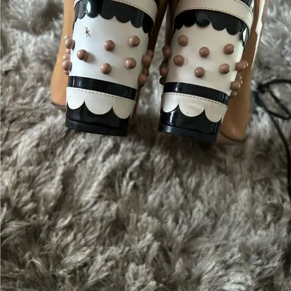 Red valentino runway dress shoes studded heels polka dot 3d ball baby doll pumps