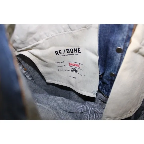 Re/Done Originals Comfort Stretch High‎ Rise Stove Pipe Jeans Size 30