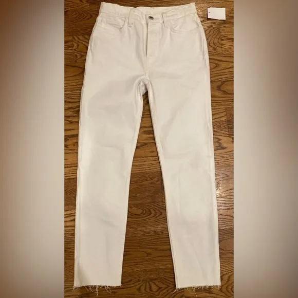 Re/Done Redone Original High Rise Ankle Crop Stretch White Jeans Size 26…