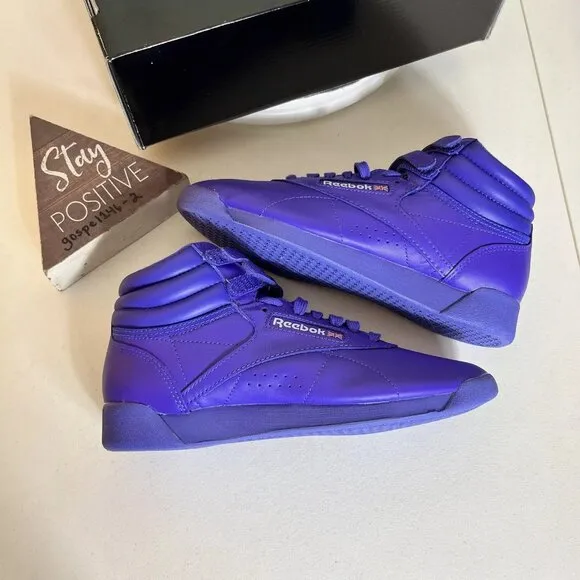 Reebok‎ Classics Freestyle Hi Retro Sneakers Shoes Womens Size 7.5 Solar Purple