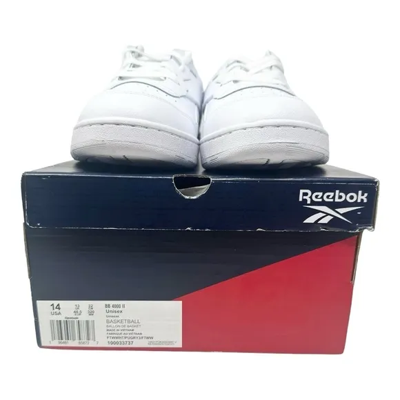 Reebok Men’s BB 4000 II Premium Leather Basketball 100033737 White/Grey Size 14