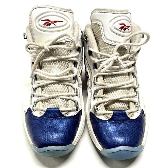 REEBOK QUESTION MID BLUE TOE 2016 ALLEN IVERSON Men Sz 8.5 J82534 WORN DAILY USE