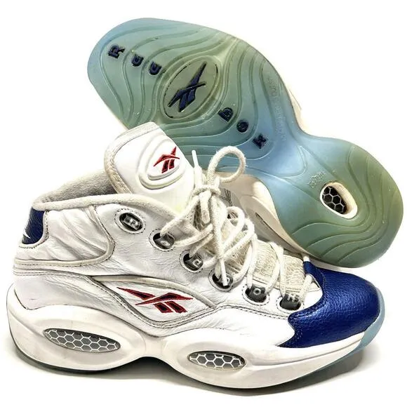 REEBOK QUESTION MID BLUE TOE 2016 ALLEN IVERSON Men Sz 8.5 J82534 WORN DAILY USE