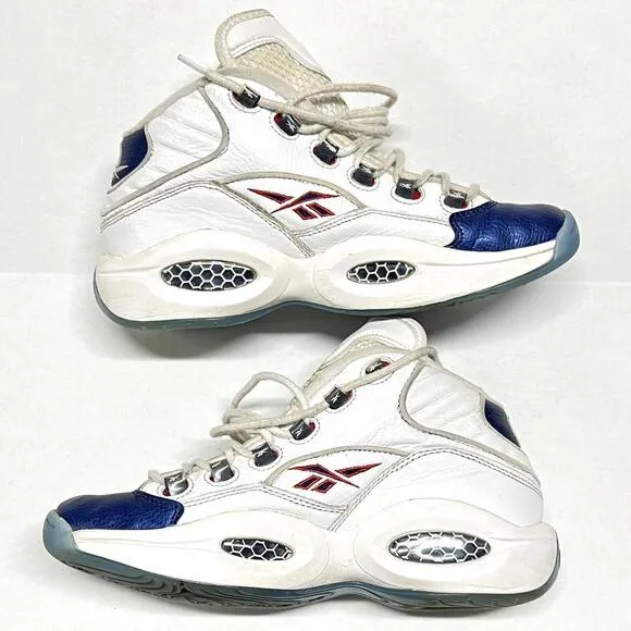 REEBOK QUESTION MID BLUE TOE 2016 ALLEN IVERSON Men Sz 8.5 J82534 WORN DAILY USE