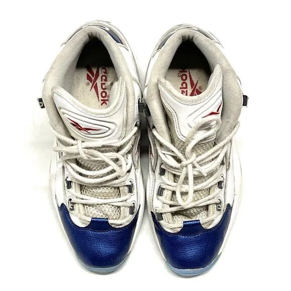 REEBOK QUESTION MID BLUE TOE 2016 ALLEN IVERSON Men Sz 8.5 J82534 WORN DAILY USE