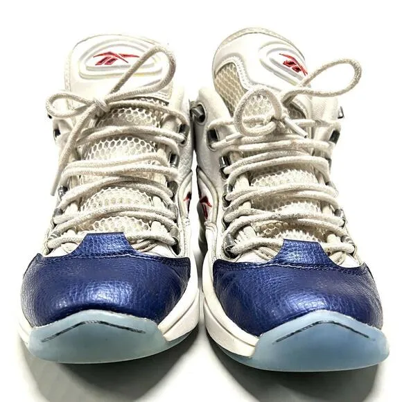 REEBOK QUESTION MID BLUE TOE 2016 ALLEN IVERSON Men Sz 8.5 J82534 WORN DAILY USE