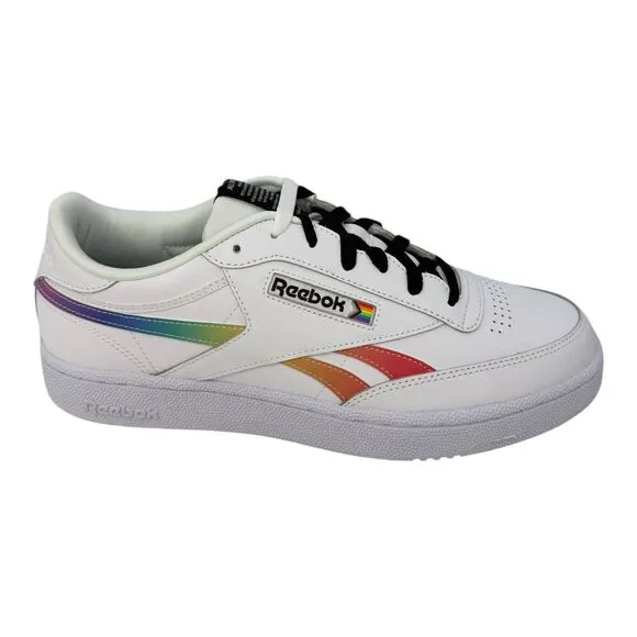 Reebok Women's Club C Revenge FY7514 White Pride Rainbow Shoes Size 11