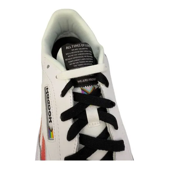 Reebok Women's Club C Revenge FY7514 White Pride Rainbow Shoes Size 11