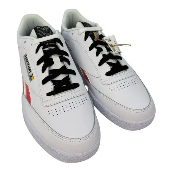 Reebok Women's Club C Revenge FY7514 White Pride Rainbow Shoes Size 11