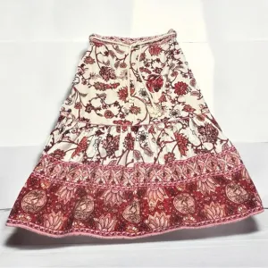 Revolve House Of Harlow 1960 NWT Floral Boho Linen Midi Waist Tie Swing Skirt LG