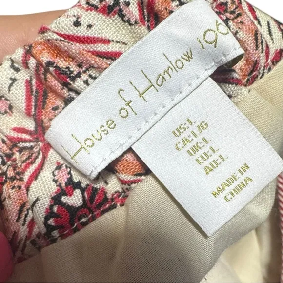 Revolve House Of Harlow 1960 NWT Floral Boho Linen Midi Waist Tie Swing Skirt LG
