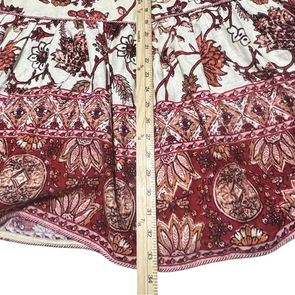 Revolve House Of Harlow 1960 NWT Floral Boho Linen Midi Waist Tie Swing Skirt LG