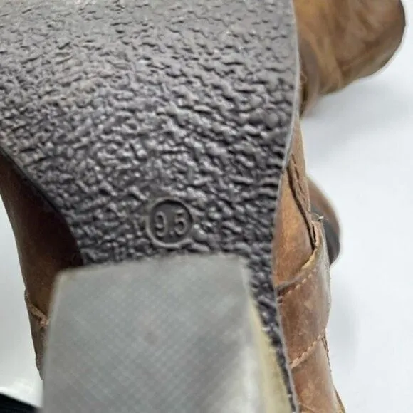 Revolve Steve Madden Raleigh tall distressed buckled heeled boots US 9.5 cognac