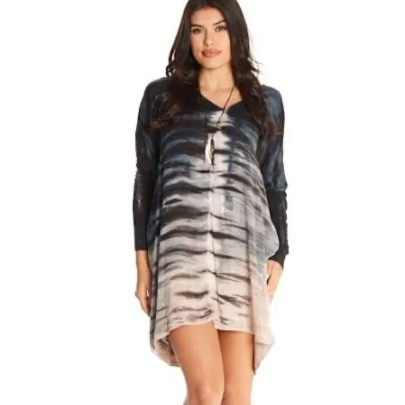 River   Sky Long Sleeve Black Tie Dye Astoria Dress Sz M