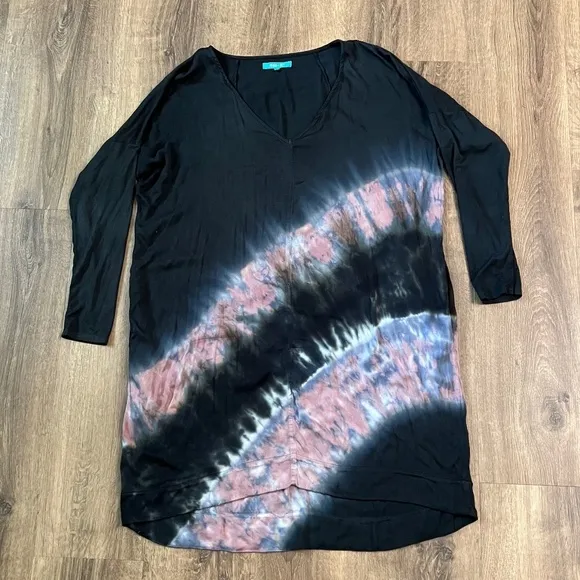River   Sky Long Sleeve Black Tie Dye Astoria Dress Sz M