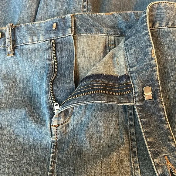 RL Lauren Jeans Co Blue Denim Flared Midi Skirt Size 10