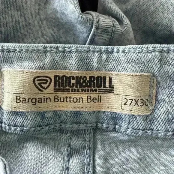 Rock &amp; Roll Denim Cowgirl Aztec Print Bargain Button Bell Bottoms Flare WPB3509