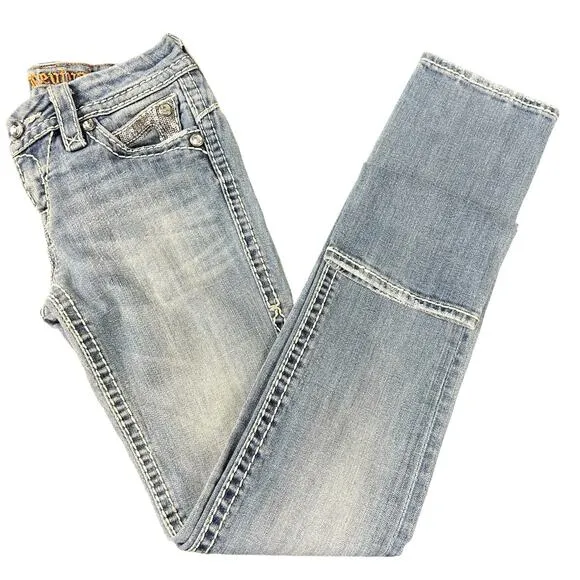 Rock Revival Jeans Women Size 26 Sasha Straight Blue Medium Wash Low Rise Denim
