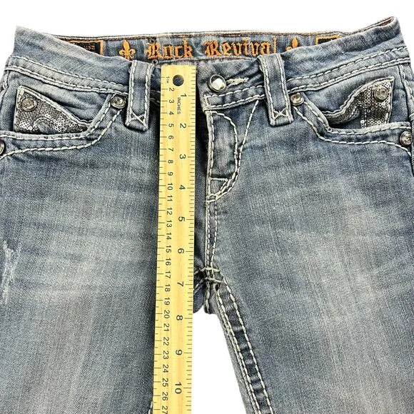 Rock Revival Jeans Women Size 26 Sasha Straight Blue Medium Wash Low Rise Denim