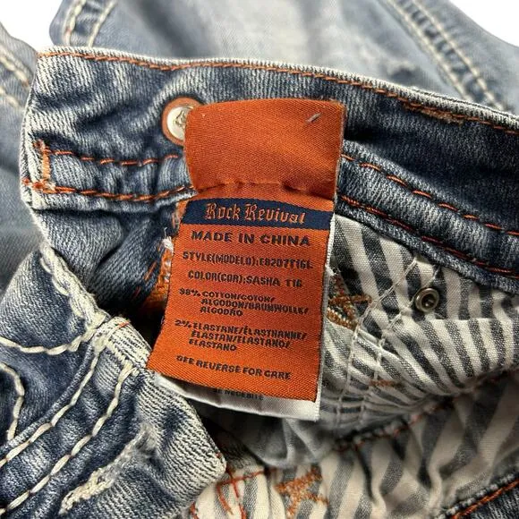 Rock Revival Jeans Women Size 26 Sasha Straight Blue Medium Wash Low Rise Denim