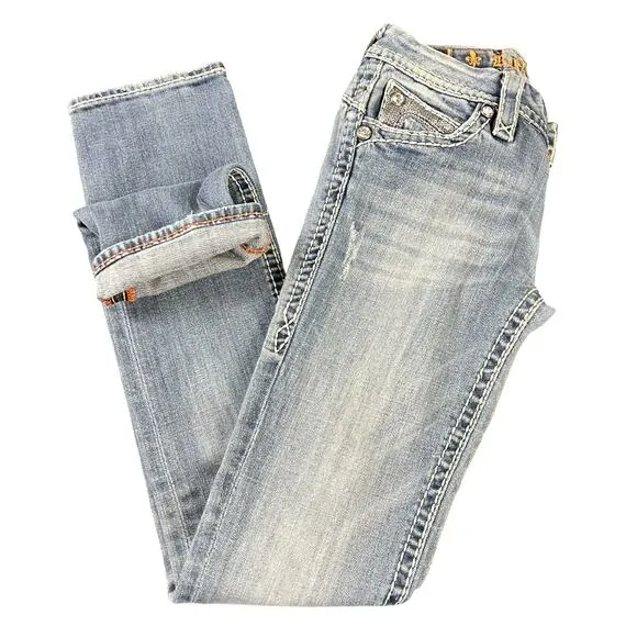 Rock Revival Jeans Women Size 26 Sasha Straight Blue Medium Wash Low Rise Denim