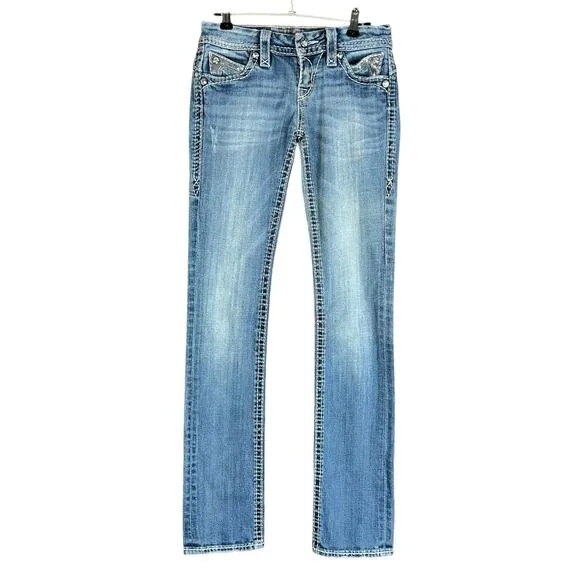 Rock Revival Jeans Women Size 26 Sasha Straight Blue Medium Wash Low Rise Denim
