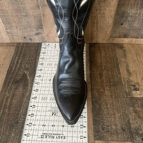Rocketbuster Vintage Leather Inlay Golf Western Cowboy Boots Mens 10.5