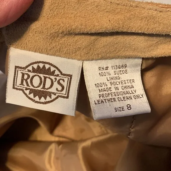Rods camel tan suede studded maxi aline leather skirt size 8 vintage western