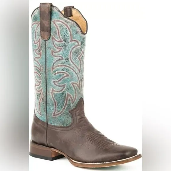 ROPER Womens LULU Western Cowboy Boots size 8.5 NWT Brown/Turquoise