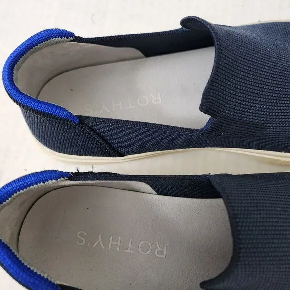 Rothys Sneakers Navy Blue City Slip On Shoes Casual Washable Unisex W 11 M 9.5A