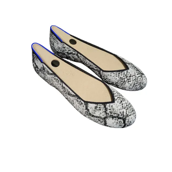 Rothy's the Flat in Python Shoe in Black Cream Grey, Sz 9.5 -- NWT/NIB