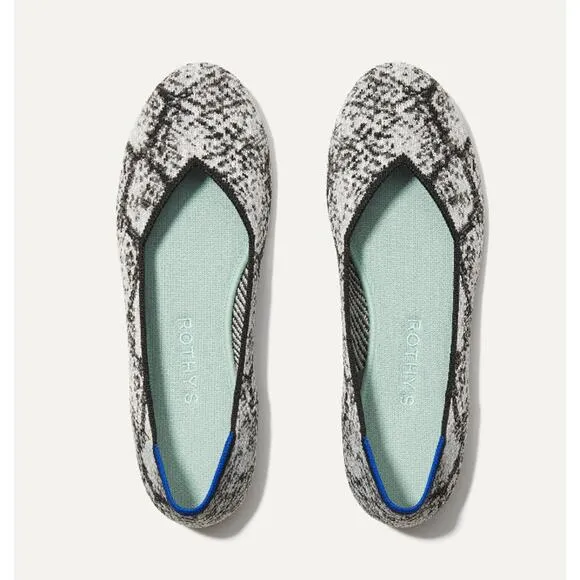 Rothy's the Flat in Python Shoe in Black Cream Grey, Sz 9.5 -- NWT/NIB