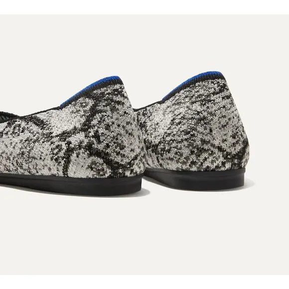 Rothy's the Flat in Python Shoe in Black Cream Grey, Sz 9.5 -- NWT/NIB