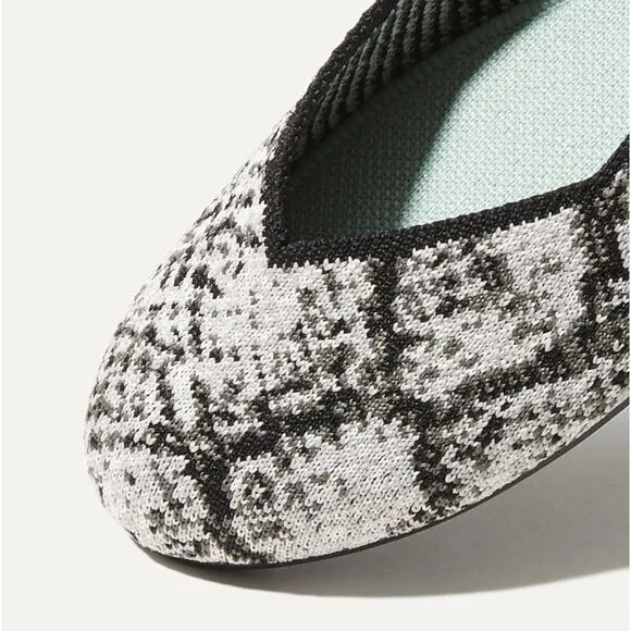 Rothy's the Flat in Python Shoe in Black Cream Grey, Sz 9.5 -- NWT/NIB