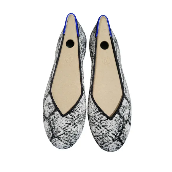 Rothy's the Flat in Python Shoe in Black Cream Grey, Sz 9.5 -- NWT/NIB