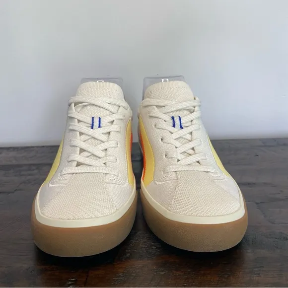 Rothy’s The Lace Up Yellow Candy Stripe Sneakers Women’s Size 8