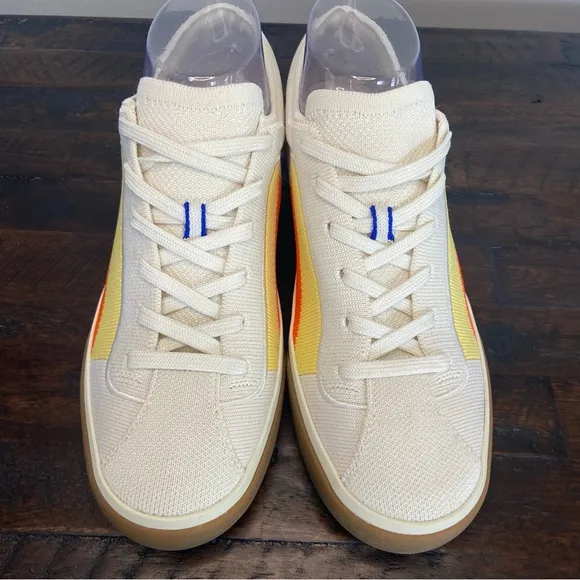 Rothy’s The Lace Up Yellow Candy Stripe Sneakers Women’s Size 8