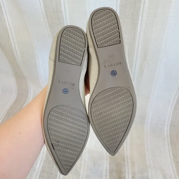 Rothy's The Point Ballet Flats Shoes Gray Birdseye Size 7.5