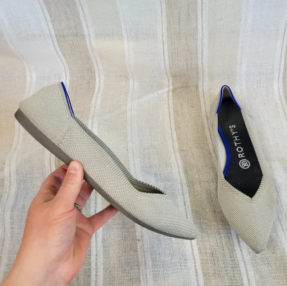 Rothy's The Point Ballet Flats Shoes Gray Birdseye Size 7.5