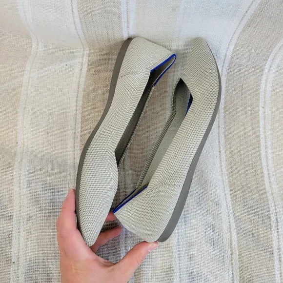 Rothy's The Point Ballet Flats Shoes Gray Birdseye Size 7.5