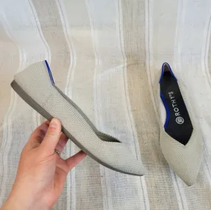 Rothy's The Point Ballet Flats Shoes Gray Birdseye Size 7.5