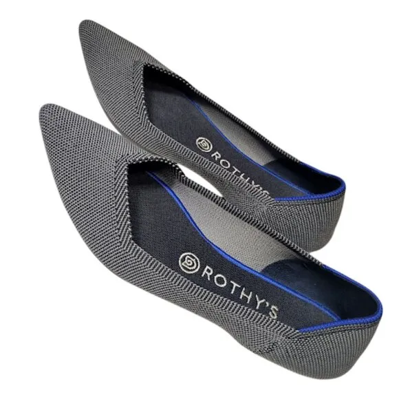 ROTHYS The Point Cloud Grey Sustainable Ballet Slip On Flats Machine Washable 9