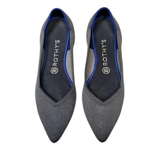 ROTHYS The Point Cloud Grey Sustainable Ballet Slip On Flats Machine Washable 9