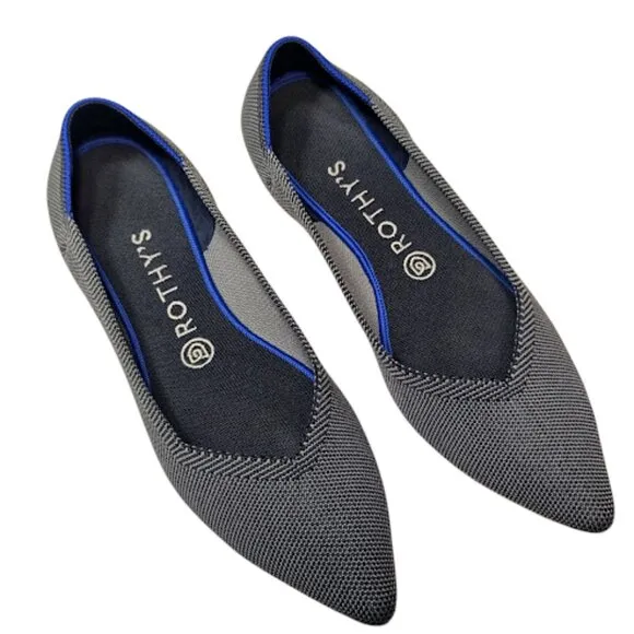 ROTHYS The Point Cloud Grey Sustainable Ballet Slip On Flats Machine Washable 9