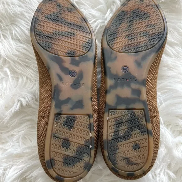 Rothy's Women's Tan Flats with Blue Trim size 10.5