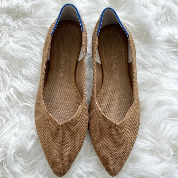 Rothy's Women's Tan Flats with Blue Trim size 10.5