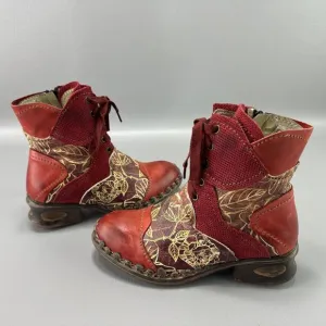 Rovers Boots Womens Size 36 US 6 Leather Floral‎ Side Zip Boho Hipster Grunge