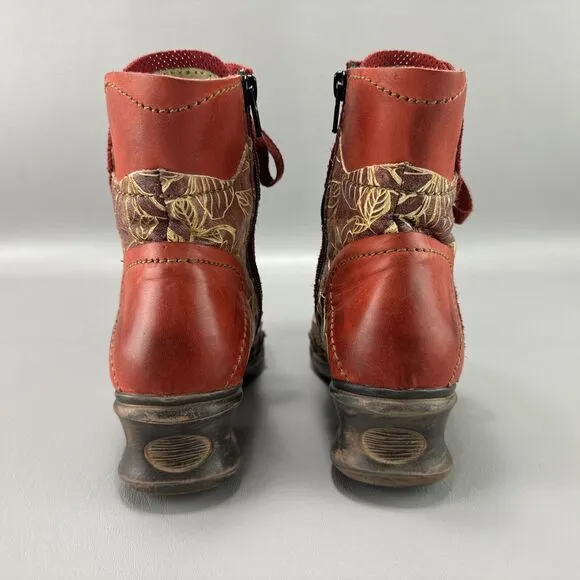 Rovers Boots Womens Size 36 US 6 Leather Floral‎ Side Zip Boho Hipster Grunge
